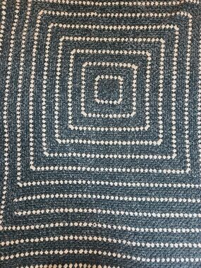Teal and Cream Crochet Quilt - Cozy Textured Bedding